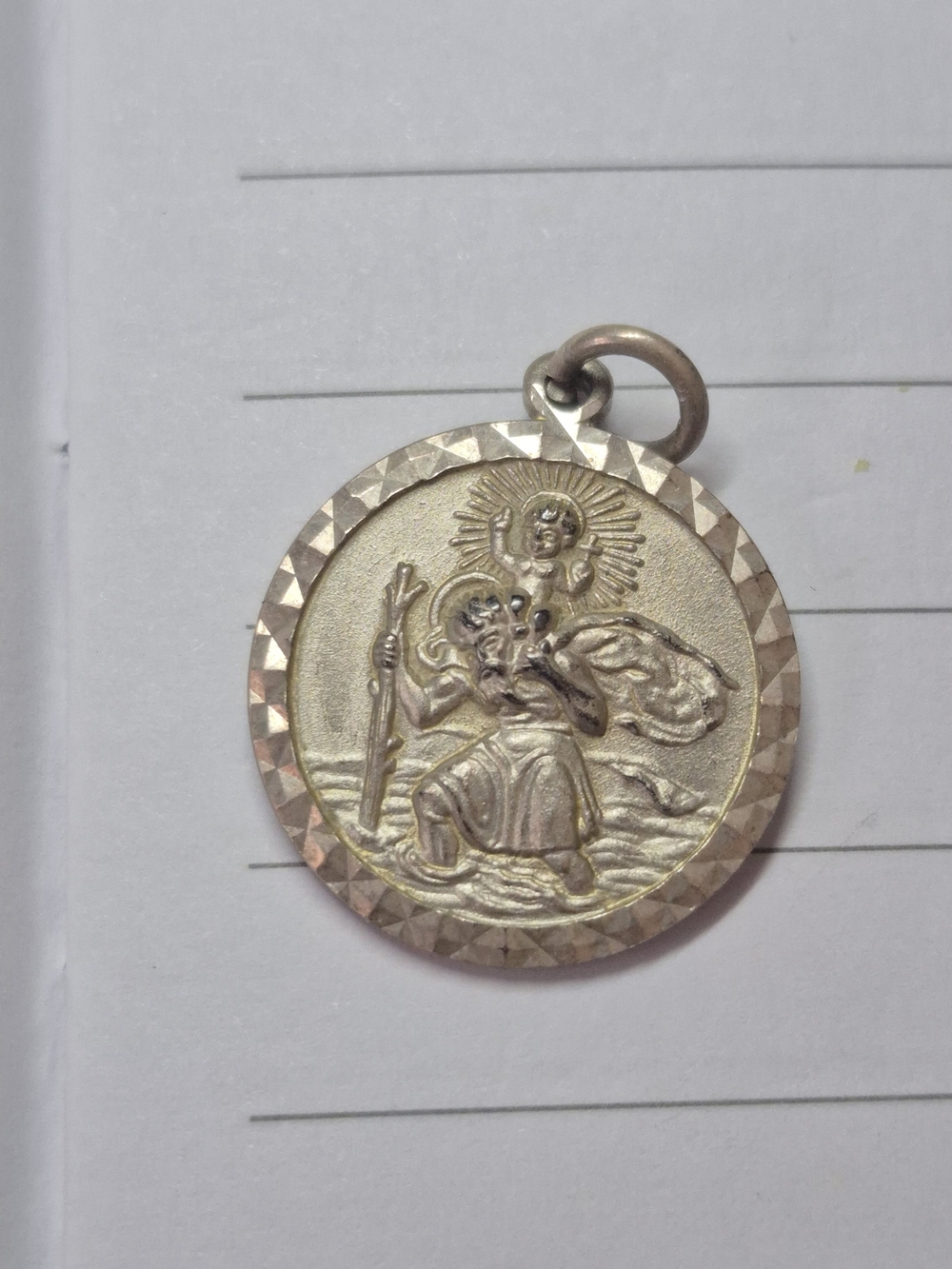 Georg Jensen Silver Saint Christopher Round Medal Pendant